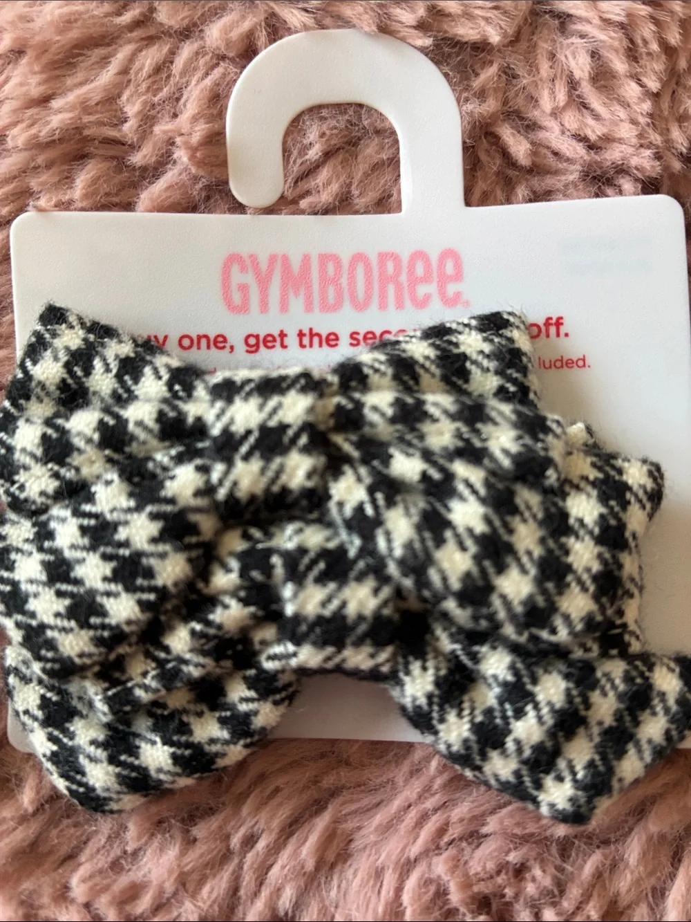 Gymboree Black and Cream Houndstooth Bow Hair Clip